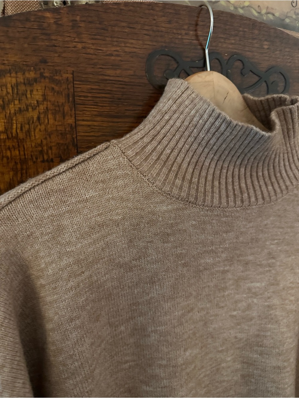 Commense Oversized Camel Turtleneck Sweater - Soft Knit Pullover Size S - Picture 7 of 10